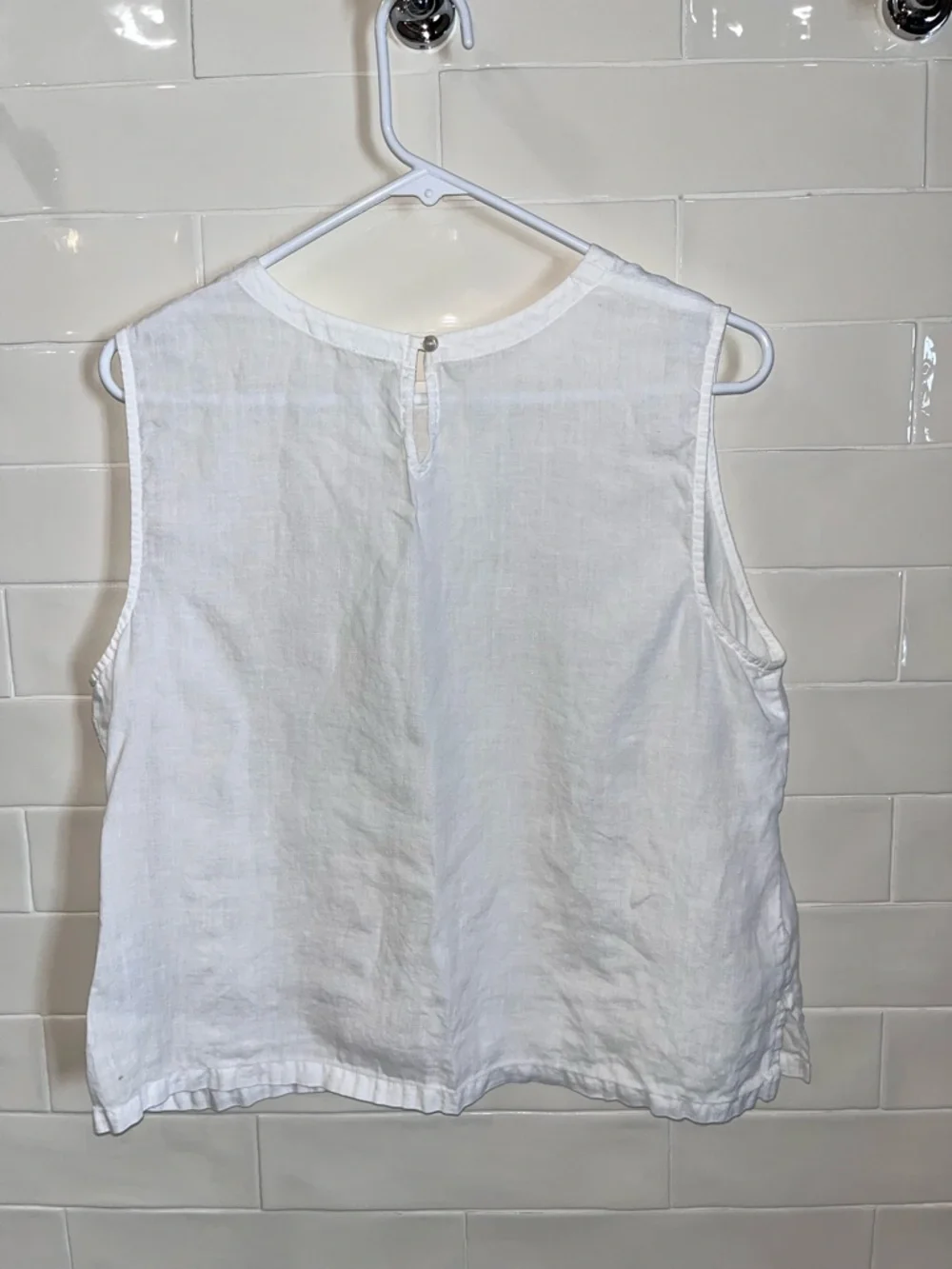 Eileen Fisher White Linen Shell Tank Sz Medium - Picture 5 of 6